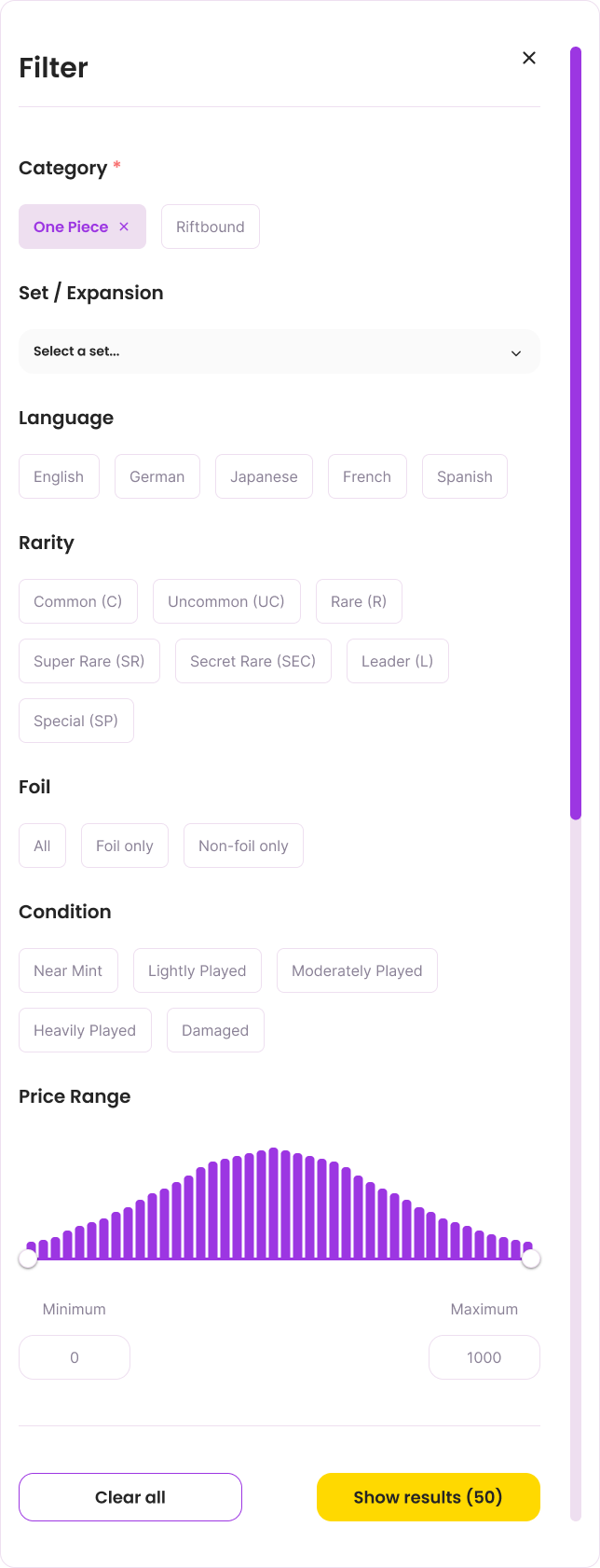 nyra Marketplace Filters