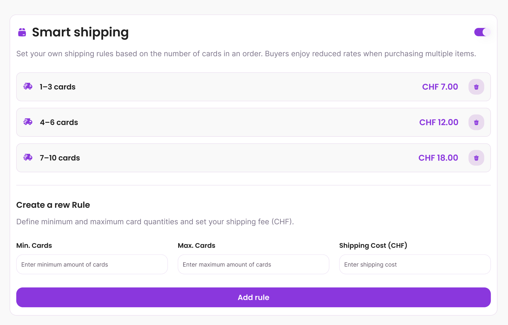 Smart Shipping Settings